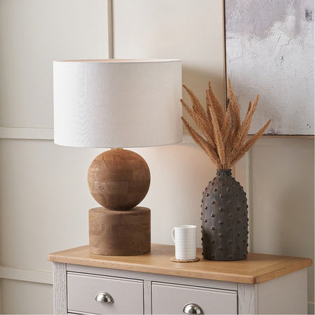 Ziva Antique Brown Table Lamp with White Self Lined Shade - 45cm