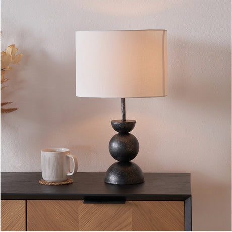 Vala Graphite Metal Textured Effect Ball Table Lamp - 49cm