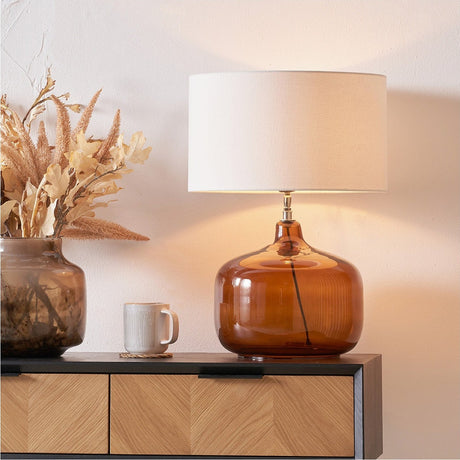 Corby Amber Glass Table Lamp Base - 39cm
