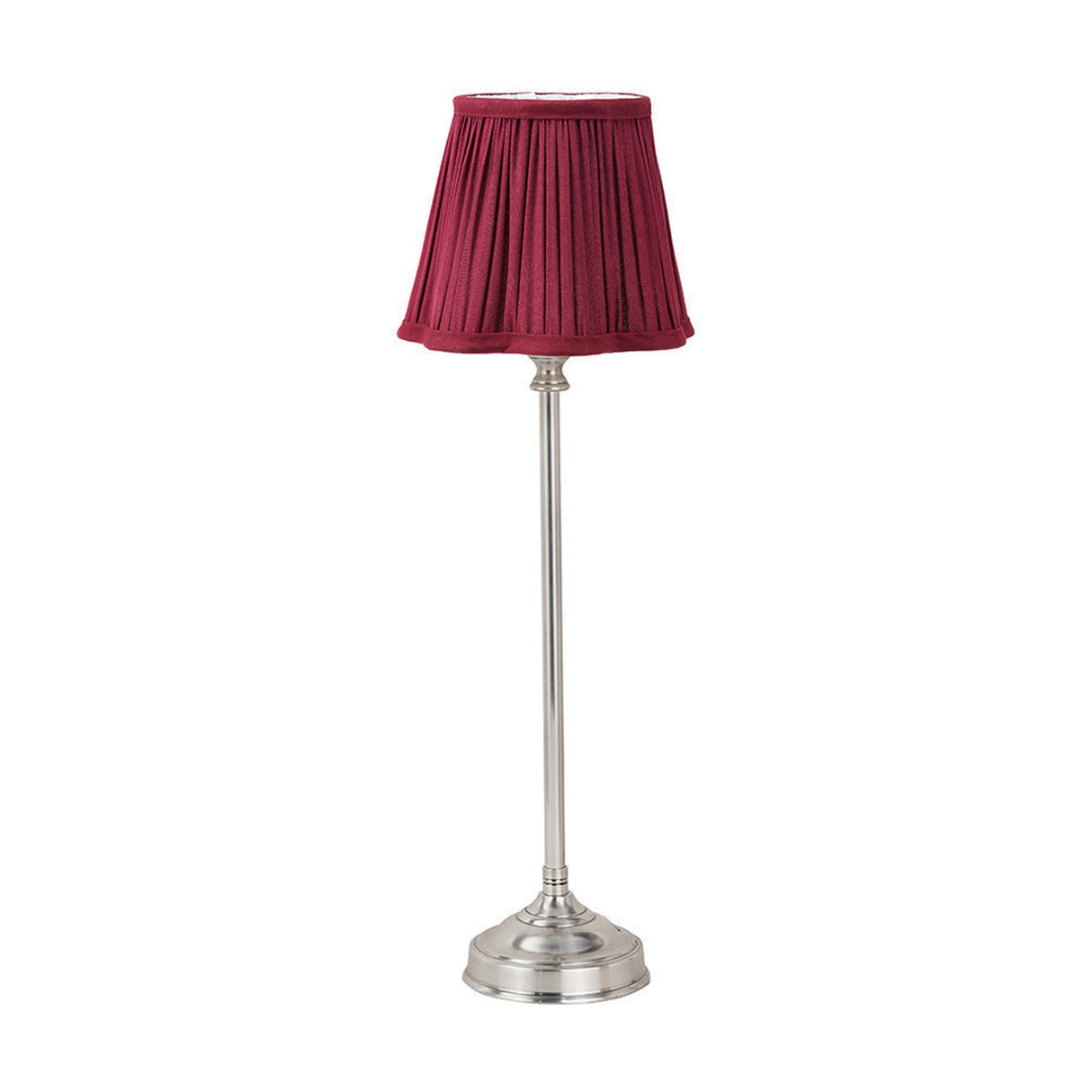 Auden Silver Metal Stick Table Lamp with Mulberry Red Shade - 49cm