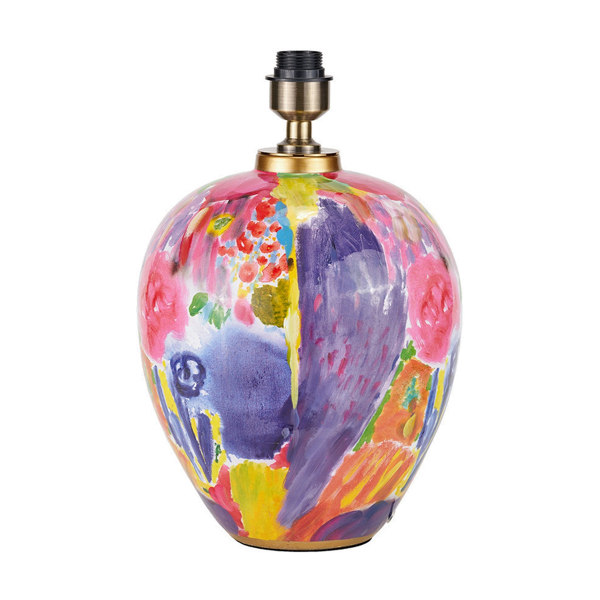 Matisse Multi Colour Ceramic Urn Table Lamp with Ivory Cotton Shade