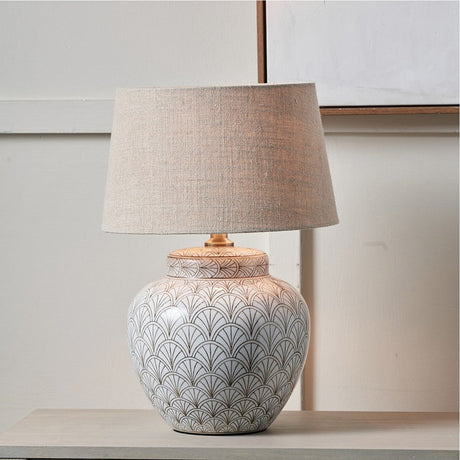 Barbier White Art Deco Fan Ceramic Table Lamp Base - 32cm