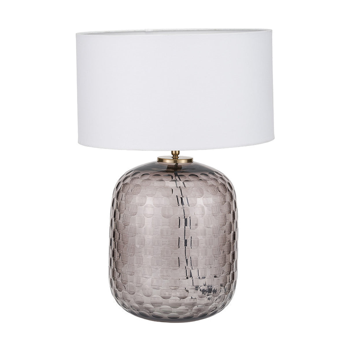 Camille Large Smoke Grey Circle Design Handcut Glass Table Lamp