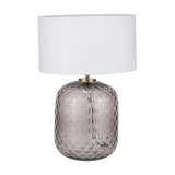 Camille Large Smoke Grey Circle Design Handcut Glass Table Lamp