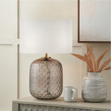 Camille Large Smoke Grey Circle Design Handcut Glass Table Lamp