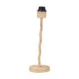 Palau Rattan Wave Table Lamp Base, 39cm, with a natural woven rattan wavy stem, round base, and black E27 bulb holder, on a plain white background.