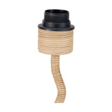 Palau Rattan Wave Table Lamp Base, 39cm, with a wavy natural rattan stem and black plastic bulb socket fitting, shown on a plain white background.