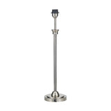 Salvatore table lamp base, 61.5cm tall, antique silver metal column with reeded detail on a round base, black bulb socket, plain white background.