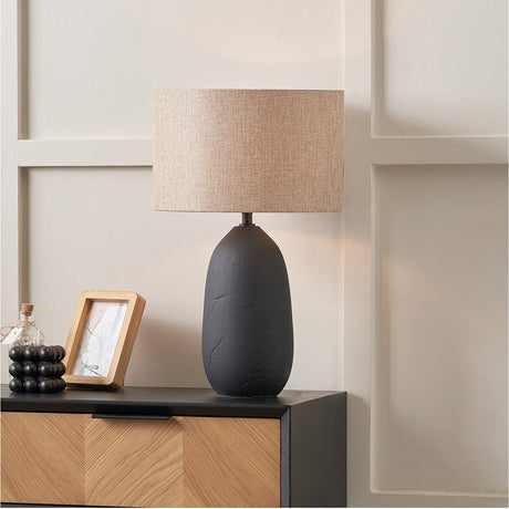 Erika Black Vintage Textured Ceramic Table Lamp - 50cm