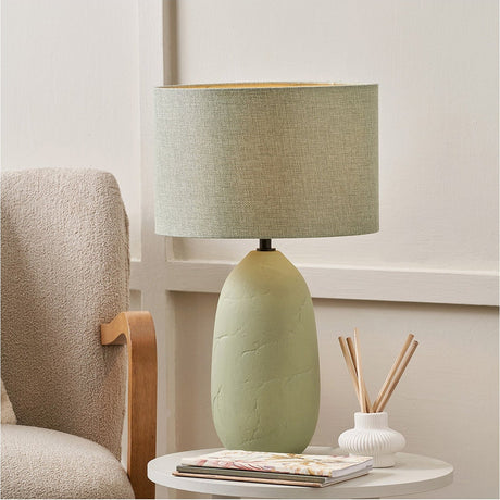 Erika Sage Green Vintage Textured Ceramic Table Lamp - 50cm