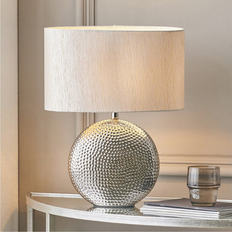 Mabel Silver Dot Textured Ceramic Table Lamp - 40cm