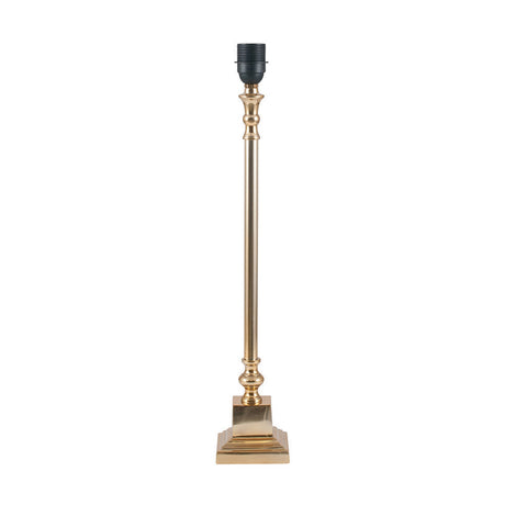 Claudius Gold Metal Stick Table Lamp with White Handloom Shade