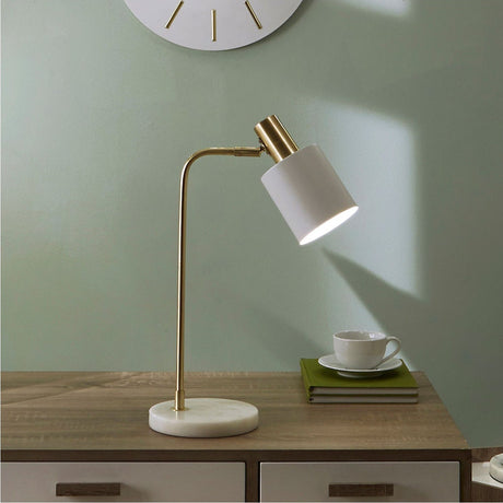 Biba Marble Footed White & Gold Table Lamp - 52cm