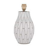 Gaudi White Stoneware Geometric Table Lamp with Linen Tapered Shade