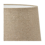 Gaudi White Stoneware Geometric Table Lamp with Linen Tapered Shade