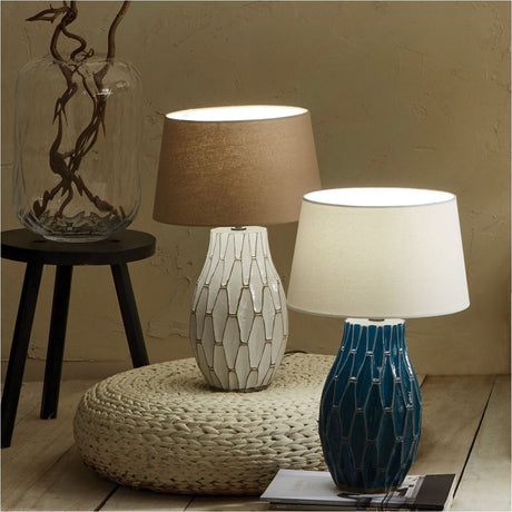 Gaudi White Stoneware Geometric Table Lamp Base - 34cm