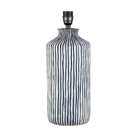 Bude Blue & White Stripe Stoneware Table Lamp with Cream Self Shade