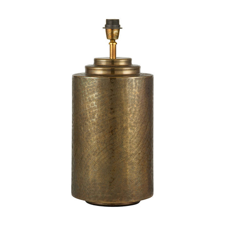 Zuri Large Antique Brass Pot Table Lamp with Black Self Lined Shade
