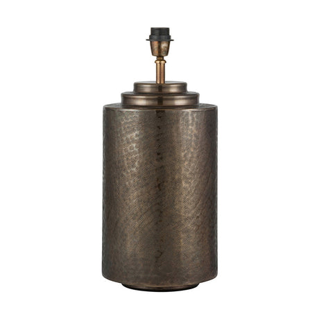 Zuri Large Antique Brass Pot Table Lamp with Cream Self Lined Shade