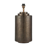 Zuri Large Table Lamp Base in antique brass, 51cm cylindrical textured body with brass gallery and E27 lamp holder, shown on a plain white background.