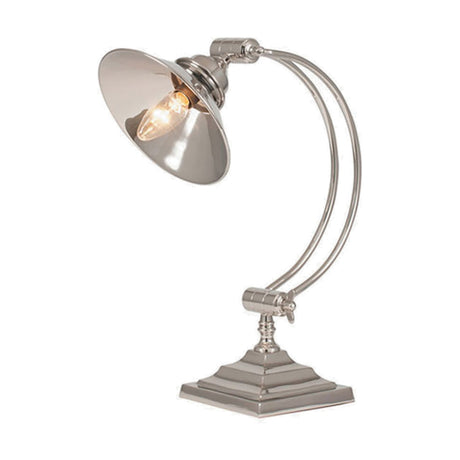 Kensington Nickel Arched Arm Task Table Lamp - 42cm