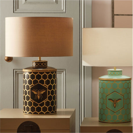 Black Honeycomb Hand Painted Iron Table Lamp Base - 46cm