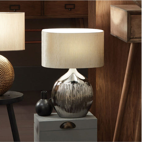 Gemini Silver Etched Ceramic Table Lamp - 45cm