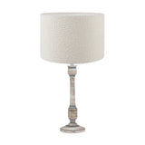 Captiva Grey Wash Mango Table Lamp with White Boucle Cylinder Shade