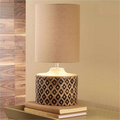 Orissa Short Wooden Diamond Table Lamp - 41cm