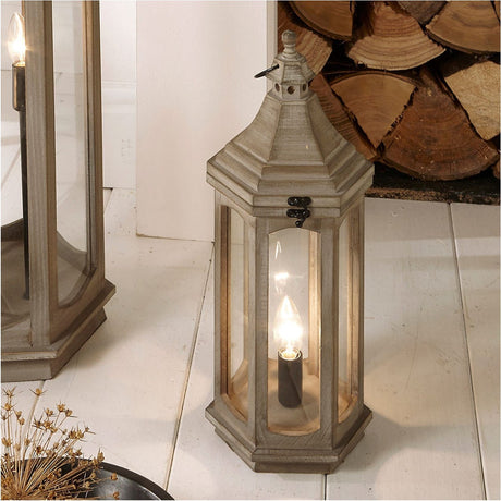 Adaline Antique Grey Lantern Table Lamp - 48cm