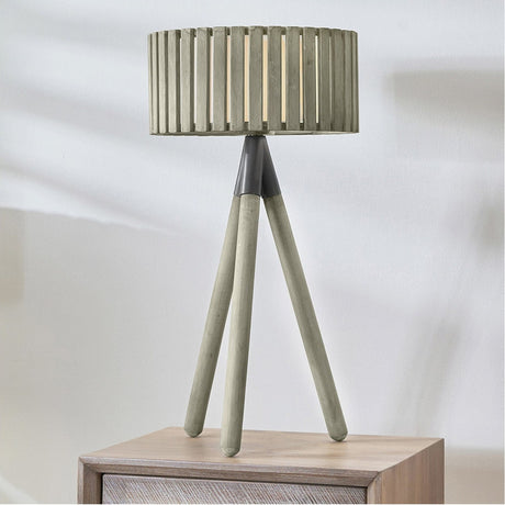 Rabanne Slatted Antique Natural Tripod Table Lamp - 61cm