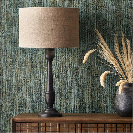 Captiva Antique Black Mango Table Lamp with Linen Cylinder Shade