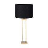 Langston Satin Brass Column Table Lamp with Black Self Lined Shade