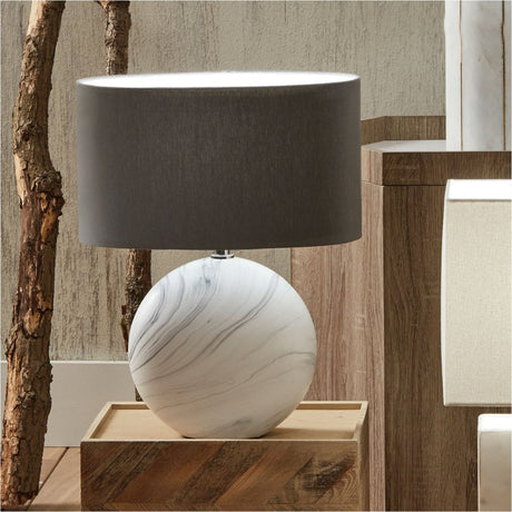 Crestola Marble Effect White Ceramic Table Lamp - 41cm