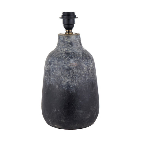 Vulcan Textured Grey Stoneware Table Lamp with White Handloom Shade