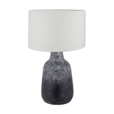 Vulcan Textured Grey Stoneware Table Lamp with White Linen Shade