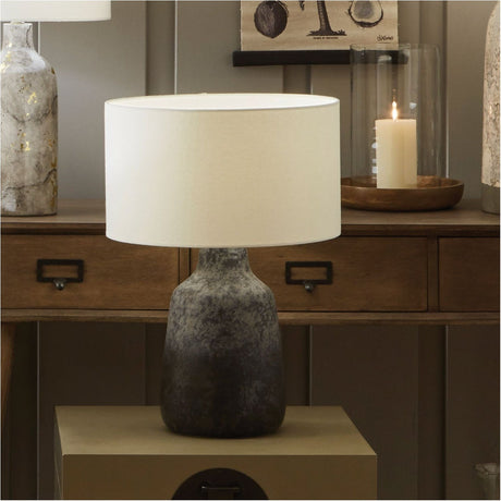 Vulcan Textured Volcanic Effect Grey Stoneware Table Lamp Base - 35cm