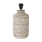 Atouk Textured Natural & Black Stoneware Table Lamp with Natural Linen Cylinder Shade