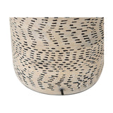 Atouk Textured Natural & Black Stoneware Table Lamp with Natural Linen Cylinder Shade