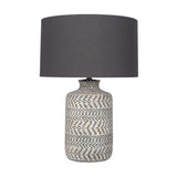 Atouk Textured Natural & Black Stoneware Table Lamp Base - 35cm