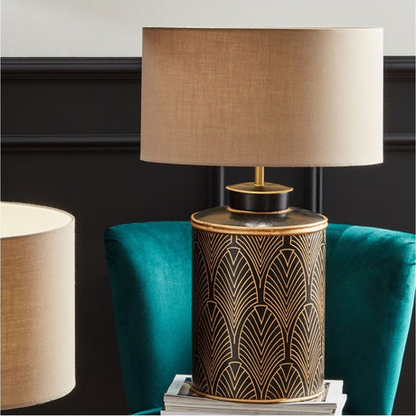 Deco Black Geo Art Hand Painted Table Lamp Base - 47cm