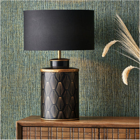 Chrysler Black Art Deco Hand Painted Table Lamp Base - 40cm