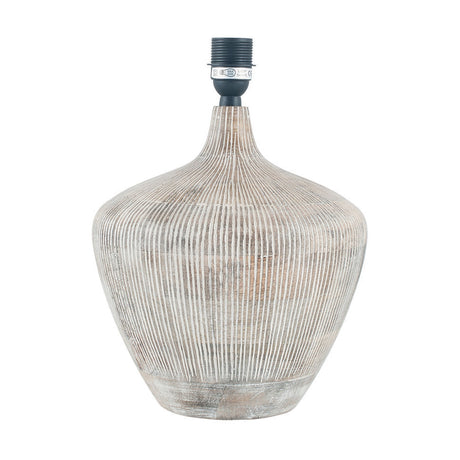 Manaia White Wash Textured Wood Table Lamp with Black Ombre Soft Shade