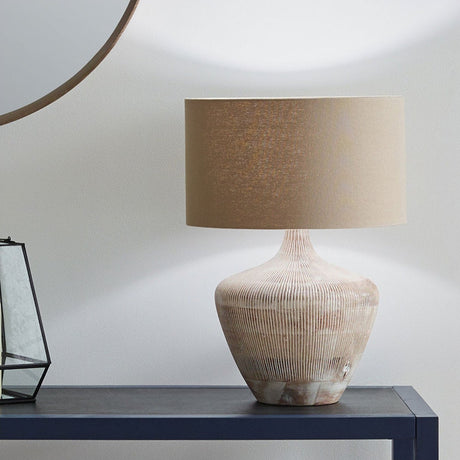 Manaia White Wash Textured Wood Table Lamp Base - 35cm