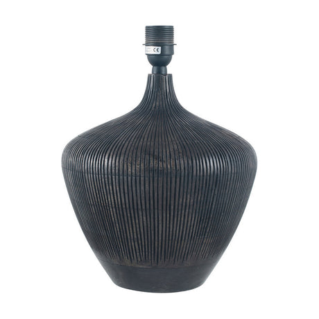 Manaia Antique Black Textured Table Lamp with Taupe Handloom Shade