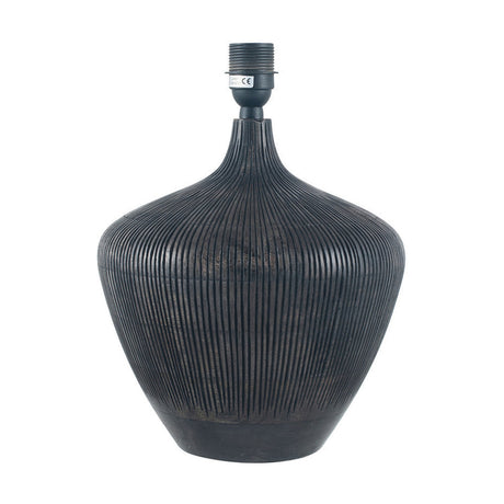 Manaia Antique Black Textured Table Lamp with Taupe Ombre Soft Shade