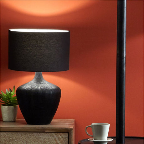 Manaia Antique Black Textured Table Lamp Base - 35cm