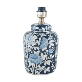Fleur Blue Floral Ceramic Table Lamp with Linen Cylinder Shade