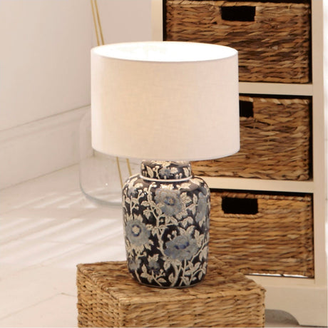 Fleur Blue Floral Ceramic Table Lamp Base - 34cm