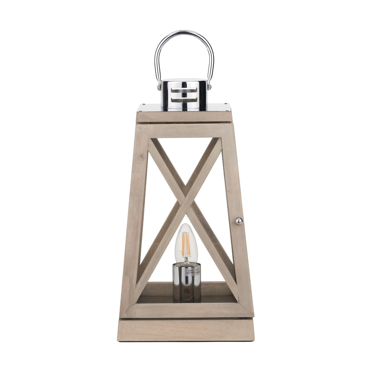 Devon Grey & Chrome Lantern Table Lamp - 44cm
